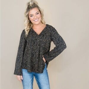 JODIFL Black Leopard Blouse